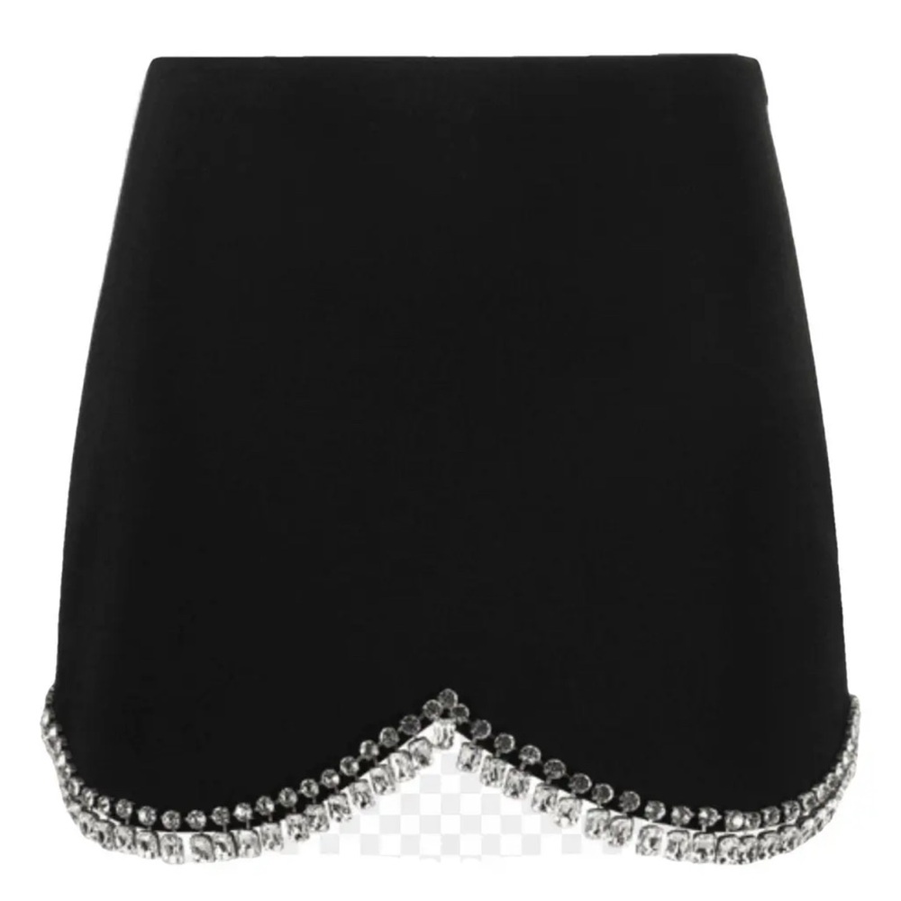 AREA Scallop Mini Skirt with Crystal Embellishments Size US 4 - Picture 2 of 8